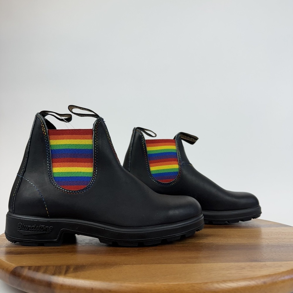 New Womens Blundstone Original 2105 Black Leather Rainbow Ankle Boots‎ Size 7 M